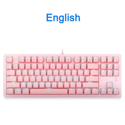 E-YOOSO K620 Tastatură mecanică pentru jocuri USB Comutator albastru 87 taste Gamer iluminat din spate pentru computer, laptop, PC