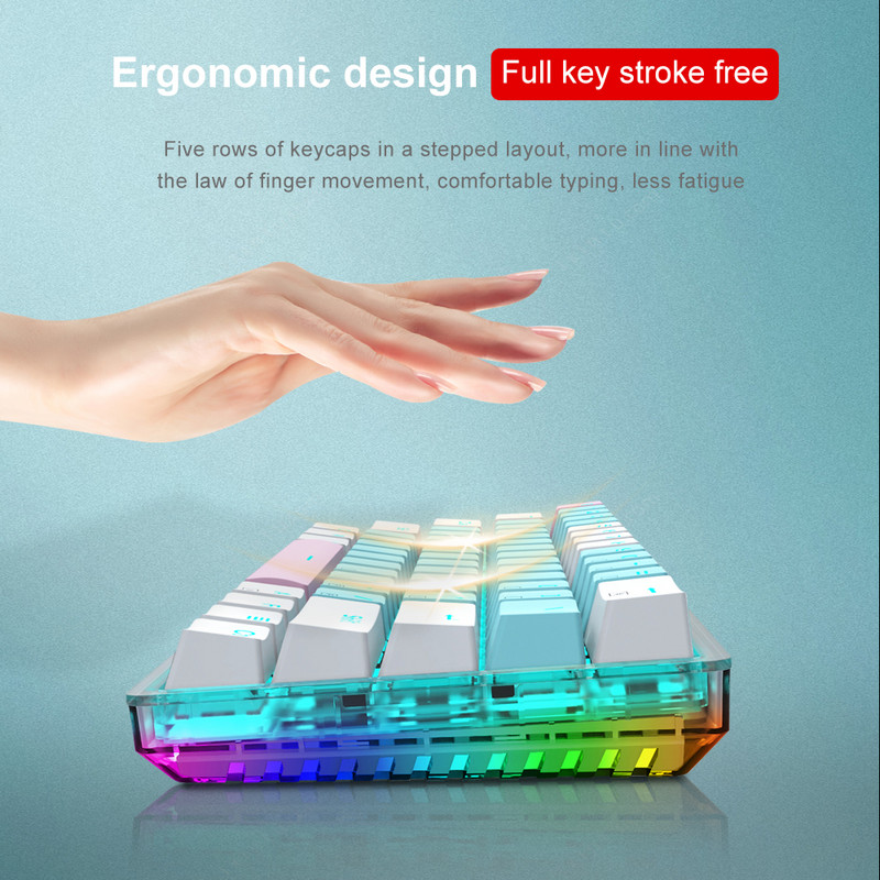 E-YOOSO Z11T USB 60% mini mehanička gaming tipkovnica plavo crveni prekidač 61 tipka Žičani odvojivi kabel, prenosiv za putno računalo