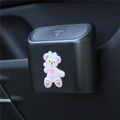 Prijenosna viseća mini kanta za smeće iz crtanih filmova, kanta za smeće s poklopcem za automobil, ured, kućnu kutiju za pohranu automobila, pribor