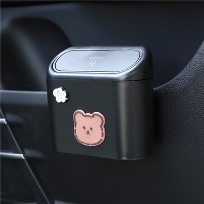 Prijenosna viseća mini kanta za smeće iz crtanih filmova, kanta za smeće s poklopcem za automobil, ured, kućnu kutiju za pohranu automobila, pribor
