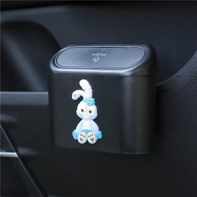 Prijenosna viseća mini kanta za smeće iz crtanih filmova, kanta za smeće s poklopcem za automobil, ured, kućnu kutiju za pohranu automobila, pribor