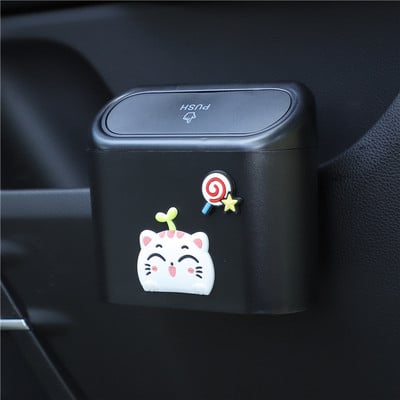 Prijenosna viseća mini kanta za smeće iz crtanih filmova, kanta za smeće s poklopcem za automobil, ured, kućnu kutiju za pohranu automobila, pribor