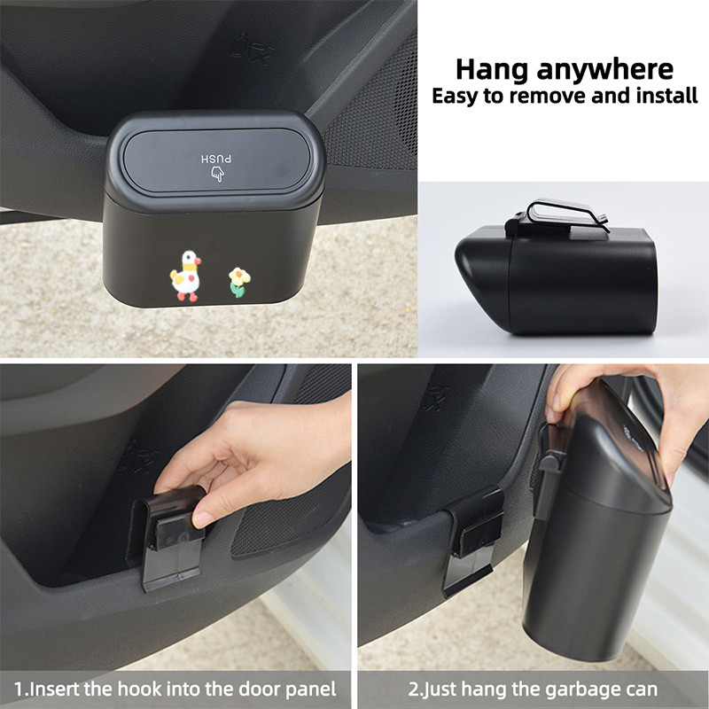 Prijenosna viseća mini kanta za smeće iz crtanih filmova, kanta za smeće s poklopcem za automobil, ured, kućnu kutiju za pohranu automobila, pribor