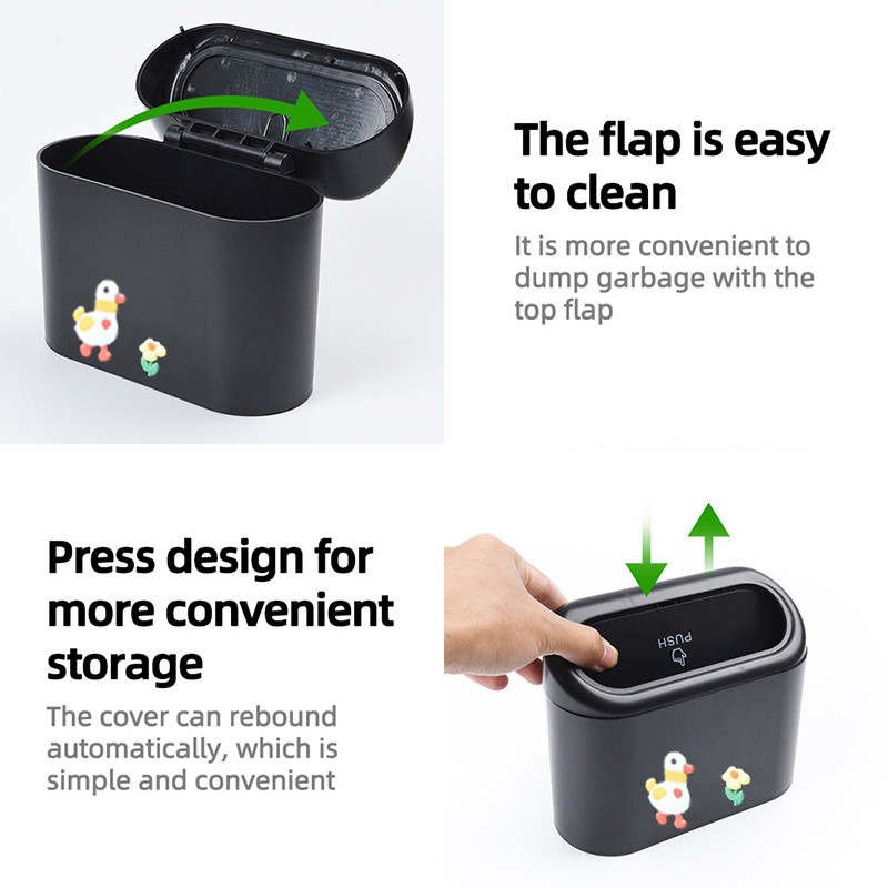 Prijenosna viseća mini kanta za smeće iz crtanih filmova, kanta za smeće s poklopcem za automobil, ured, kućnu kutiju za pohranu automobila, pribor