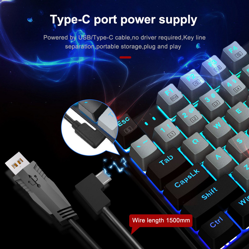 E-YOOSO Z19 RGB USB Tastatură mecanică pentru jocuri întrerupător albastru roșu 94 de taste Cablu detașabil cu fir pentru computer laptop