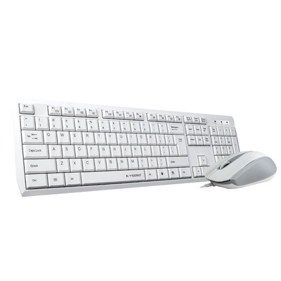 E-YOOSO V-100 USB Nutildyti plona membrana Klaviatūros pelės deriniai 104 klavišai 1600 DPI pelių rinkinys Laidinis namų biuro kompiuteris nešiojamasis kompiuteris