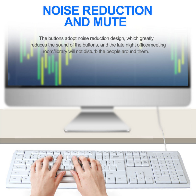 E-YOOSO V-100 USB Nutildyti plona membrana Klaviatūros pelės deriniai 104 klavišai 1600 DPI pelių rinkinys Laidinis namų biuro kompiuteris nešiojamasis kompiuteris