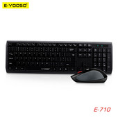 E-YOOSO E-710 USB Némítás vékony membrán billentyűzet egér kombók 104 gomb 1600DPI egérkészlet vezeték nélküli otthoni irodai számítógéphez PC laptop