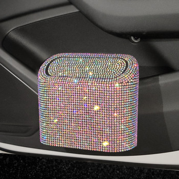 Κάδος απορριμμάτων Glitter Auto Supplies Storage Box Grabage Grabber Bling Rhinestone Εσωτερικά αξεσουάρ Τετράγωνος κάδος απορριμμάτων αυτοκινήτου