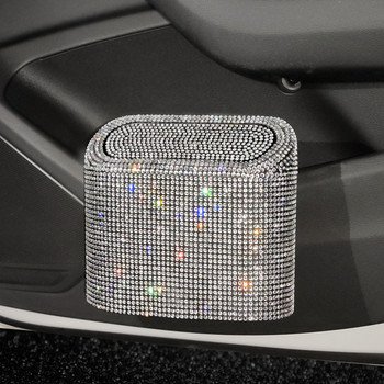 Κάδος απορριμμάτων Glitter Auto Supplies Storage Box Grabage Grabber Bling Rhinestone Εσωτερικά αξεσουάρ Τετράγωνος κάδος απορριμμάτων αυτοκινήτου