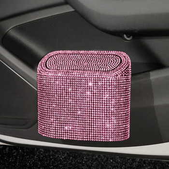 Κάδος απορριμμάτων Glitter Auto Supplies Storage Box Grabage Grabber Bling Rhinestone Εσωτερικά αξεσουάρ Τετράγωνος κάδος απορριμμάτων αυτοκινήτου