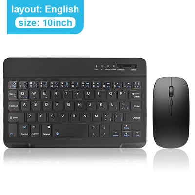 Klaviatuur ja hiir Nirkabel Bluetooth EN Klaviatuur Venemaa ja Ponsel Tablet Ipad Keyboard PC Mini Keyboard Spanyol Yang Dapat Diisi Ulang