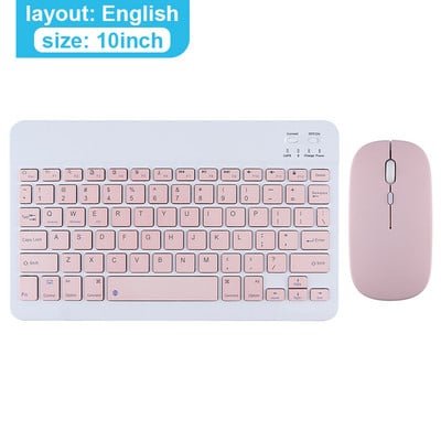 Klaviatuur ja hiir Nirkabel Bluetooth EN Klaviatuur Venemaa ja Ponsel Tablet Ipad Keyboard PC Mini Keyboard Spanyol Yang Dapat Diisi Ulang