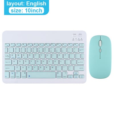 Klaviatuur ja hiir Nirkabel Bluetooth EN Klaviatuur Venemaa ja Ponsel Tablet Ipad Keyboard PC Mini Keyboard Spanyol Yang Dapat Diisi Ulang