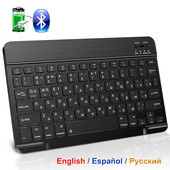 Billentyűzet Mini billentyűzet Nirkabel Bluetooth Ponsel Tablet Ipad billentyűzethez oroszországi Isi Ulang billentyűzet tombol Ñ