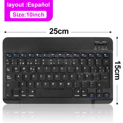 Billentyűzet Mini billentyűzet Nirkabel Bluetooth Ponsel Tablet Ipad billentyűzethez oroszországi Isi Ulang billentyűzet tombol Ñ