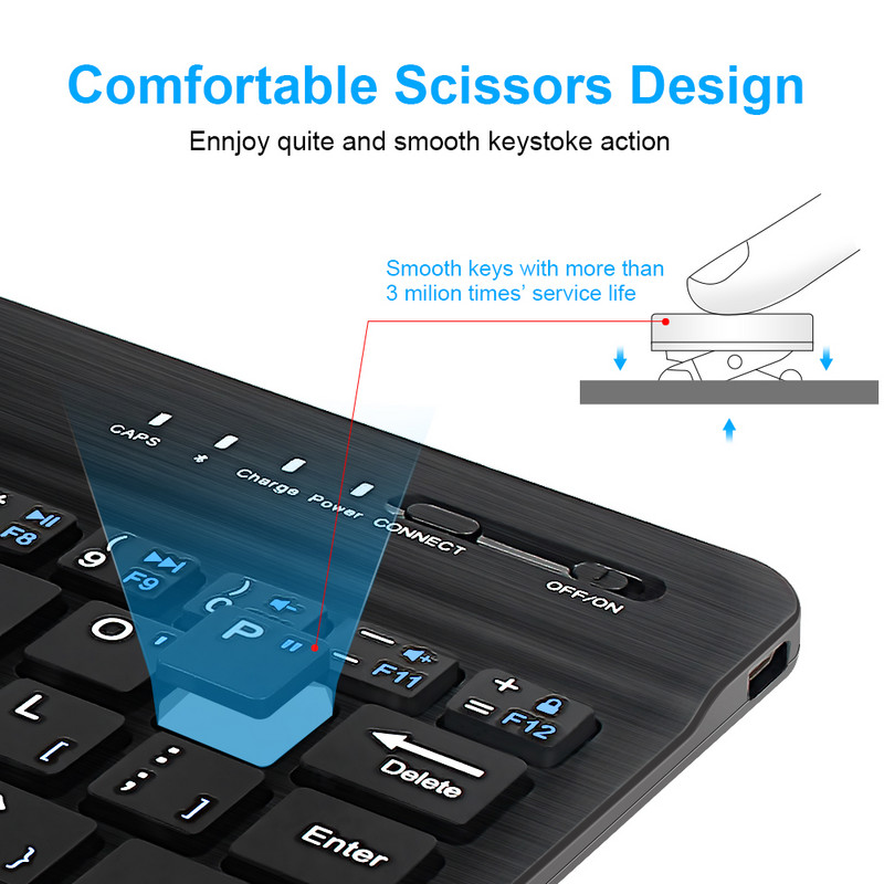 Billentyűzet Mini billentyűzet Nirkabel Bluetooth Ponsel Tablet Ipad billentyűzethez oroszországi Isi Ulang billentyűzet tombol Ñ
