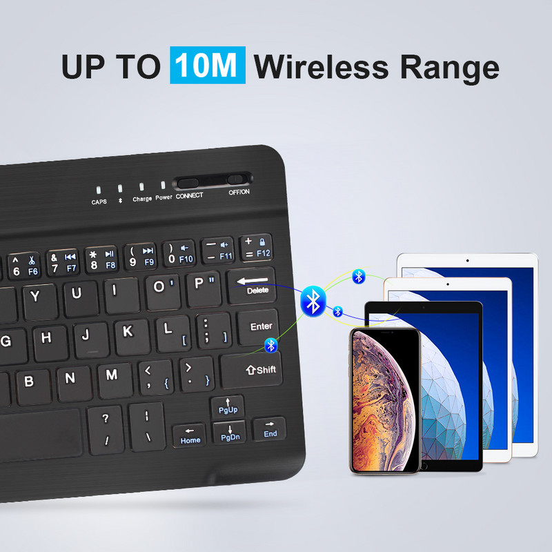 Billentyűzet Mini billentyűzet Nirkabel Bluetooth Ponsel Tablet Ipad billentyűzethez oroszországi Isi Ulang billentyűzet tombol Ñ