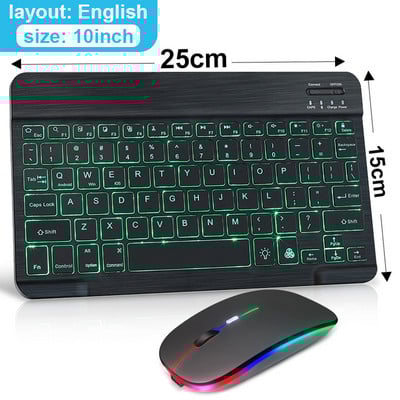 Tastatūra un pele Nirkabel Bluetooth datora komplekta tastatūrai ar aizmugurgaismojumu RGB tastatūras spāņu Krievija tastatūrai planšetdatoram Ipad