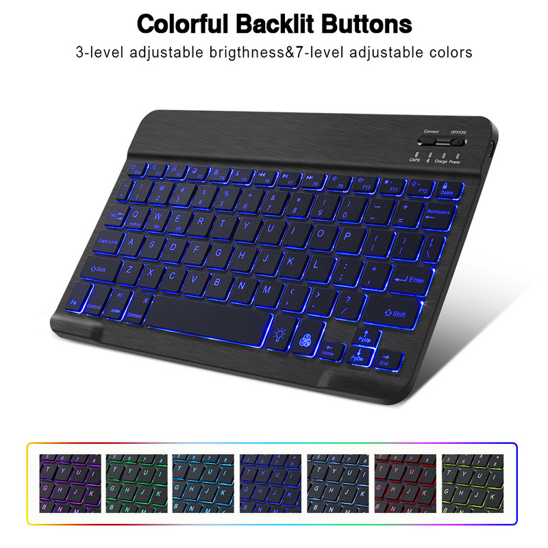 Tastatūra un pele Nirkabel Bluetooth datora komplekta tastatūrai ar aizmugurgaismojumu RGB tastatūras spāņu Krievija tastatūrai planšetdatoram Ipad
