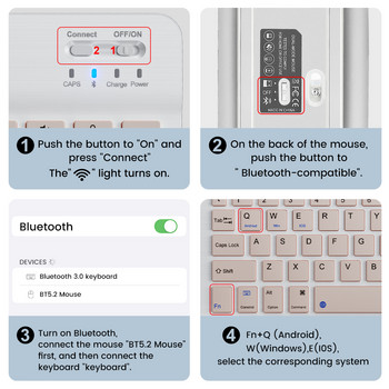Клавиатура и мишка Nirkabel за компютър Bluetooth RGB Set Keyboard Isi Ulang Kit Keyboard Rusia за Ponsel Tablet Ipad