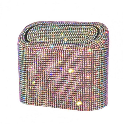 Coș de gunoi pentru mașină cu stras Coș de gunoi pentru depozitare Cutie de depozitare pentru spate cu diamante de culoare din plastic