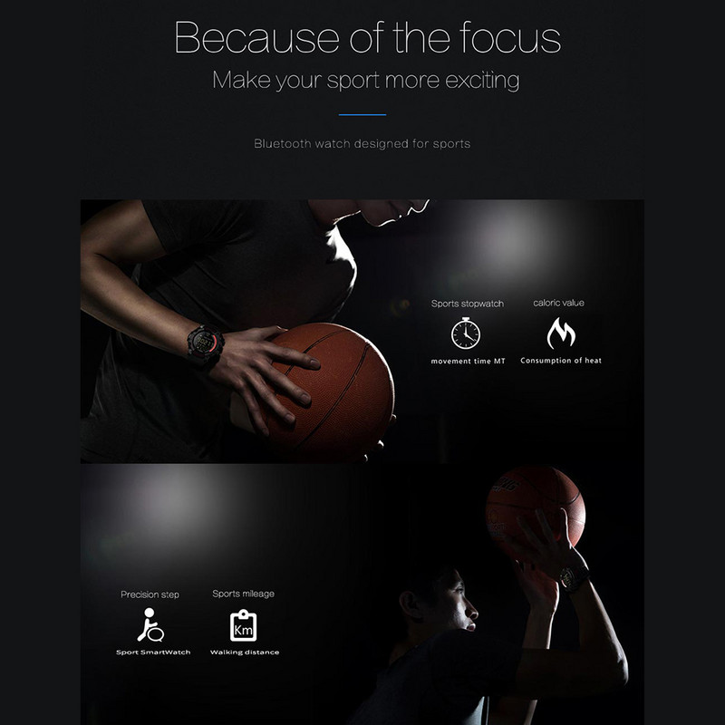 LOKMAT MK16 Bluetooth Okosóra Digitális óra Lépésszámláló Sport Okosóra Férfi Activity Fitness Tracker IP67 Vízálló órák