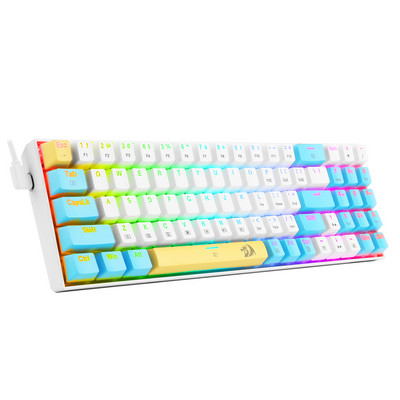 REDRAGON K688 RGB USB Mini tastatură Gaming Mekanik Biru Merah Switch 78 Kunci Cabel Dilepas Cabel Portable Untuk Perjalan