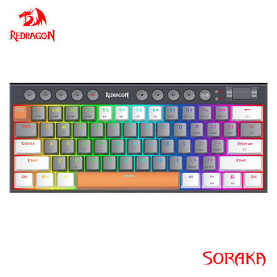 REDRAGON Soraka K647 RGB USB Mini Ultra Tips Slim Tastatură mecanică pentru jocuri Comutator roșu 61 Tastatură pentru computer