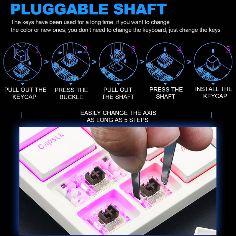 REDRAGON Anubis RGB Super Slim USB klaviatūros žaidimai Mekanik Dukungan Nirkabel Bluetooth 2.4G 3 Mode 87 Kunci untuk Menghitung k539