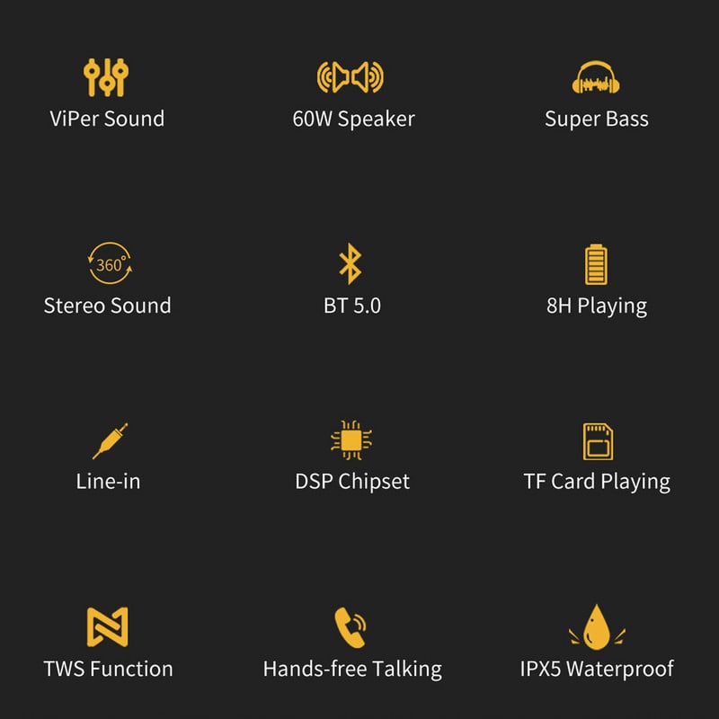 X8 60W HiFi Stereo zvučnik velike snage Glas Bežični Bas Bluetooth-In/Outdoor Portable Soundbox Vodootporni TWS FM audio uređaji