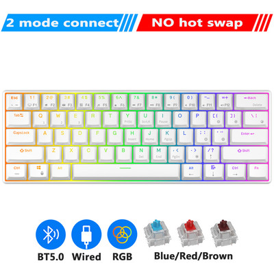 RK61 Royal Ktepi billentyűzet Mekanik Nirkabel Tri-mode Bluetooth 5.0/2.4G/USB-C RGB háttérvilágítású 61 gombos, működés közben cserélhető gamer billentyűzet