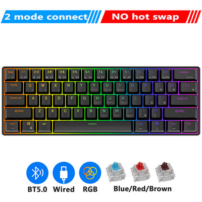 RK61 Royal Ktepi billentyűzet Mekanik Nirkabel Tri-mode Bluetooth 5.0/2.4G/USB-C RGB háttérvilágítású 61 gombos, működés közben cserélhető gamer billentyűzet