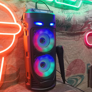 30W RGB преносим bluetooth високоговорител безжична звукова колона високомощен стерео субуфер парти високоговорител с микрофон караоке USB