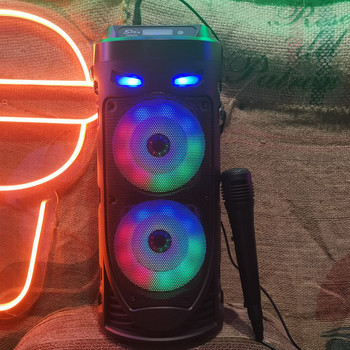 30W RGB преносим bluetooth високоговорител безжична звукова колона високомощен стерео субуфер парти високоговорител с микрофон караоке USB