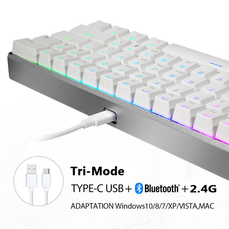 RK61 PRO ROYAL KLUDGE Mehanička tipkovnica, Tipkovnica Bingkai Aluminij 60% RGB Tri-mode USB 2.4G Nirkabel Bluetooth Gateron