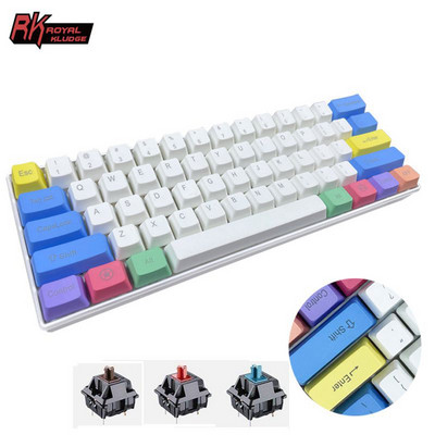 RK61 Tombol Tastatură PBT Mekanis Gaming Nirkabel Mod dublu Bluetooth PC Gamer Interschimbabil la cald 61 de taste RGB iluminat din spate Royal Kudge