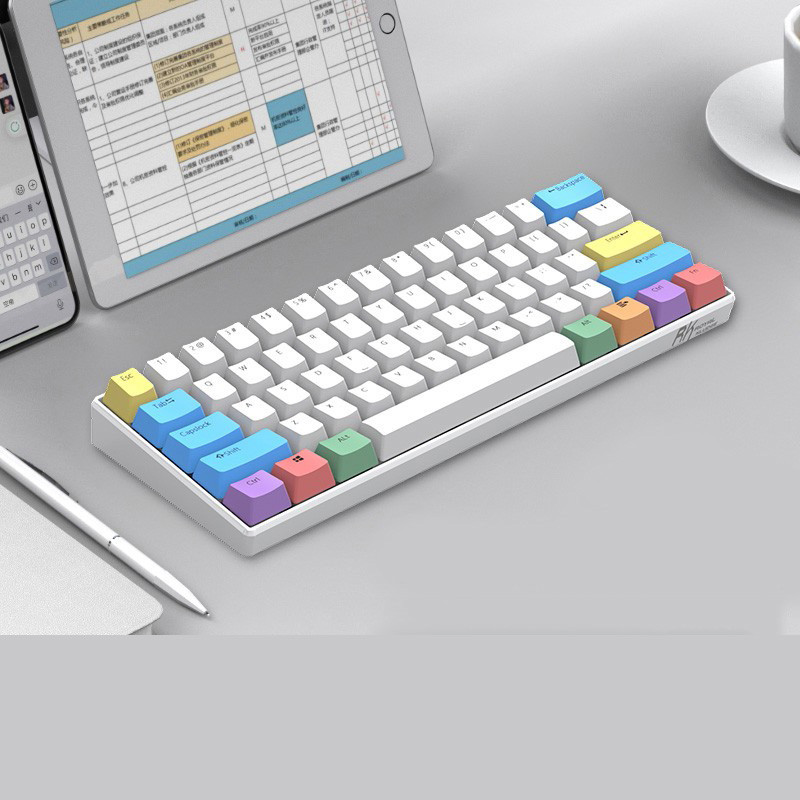 RK61 Tombol PBT billentyűzet Mekanis Gaming Nirkabel Kettős módú Bluetooth PC Gamer Gyorsan cserélhető 61 gombos RGB háttérvilágítású Royal Kudge