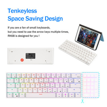 Royal Ksudge RK61 Keyboard Mekanis Gaming 61 Keys 60% RGB Backlit Keyboard Nirkabel Bluetooth Yang Dapat Ditukar untuk PC Desktop