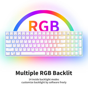RK100 Royal Ktepi Tri-mode RGB Backlit Keyboard Mekanik 100 Tombol Bluetooth 2.4G Nirkabel Kabel Геймърска клавиатура с гореща смяна