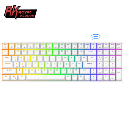 RK100 Royal Ktepi Tri-mode RGB tipkovnica s pozadinskim osvjetljenjem Mekanik 100 Tombol Bluetooth 2.4G Nirkabel Kabel tipkovnica za igrače s mogućnošću vruće izmjene