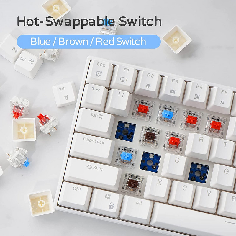 RK100 Royal Ktepi hárommódusú RGB háttérvilágítású billentyűzet Mekanik 100 Tombol Bluetooth 2.4G Nirkabel Kabel melegen cserélhető gamer billentyűzet
