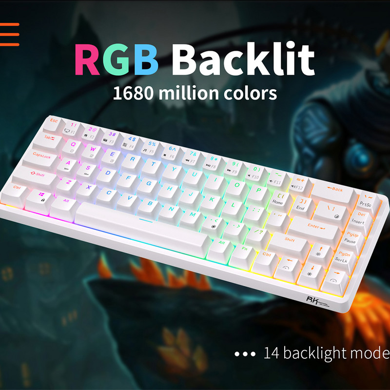 RKG68 Royal Kludge Tastatură cu 68 de taste Mekanis Nirkabel Tri-mode Bluetooth 5.0/2.4G/USB-C RGB Tastatură iluminată din spate Gaming Hot Swap