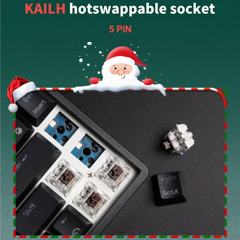 Royal Ksudge RK61 2.4G billentyűzet Mekanik Bluetooth Nirkabel hárommódú billentyűzet Gaming háttérvilágítású RGB Hadiah Natal Dapat Ditukar