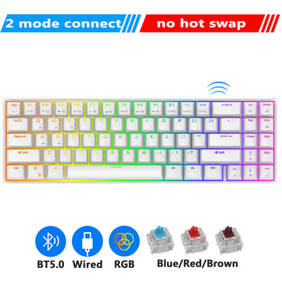 Πληκτρολόγιο Royal Kluedge RK71 Mekanis Nirkabel Bluetooth 70% RGB Backlit 71 Tombol Tri-mode BT/2.4G/USB Keyboard Gaming Mesin Tik