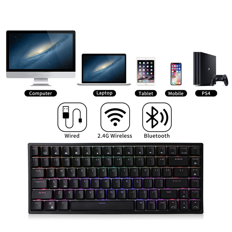 ROYAL Ksudge RK84 RGB 75% Tiga Mode BT5.0/2.4G/USB Tipkovnica Mekanis Dapat Ditukar Panas 84 Kunci Tipkovnica Gaming Bluetooth Nirkabel