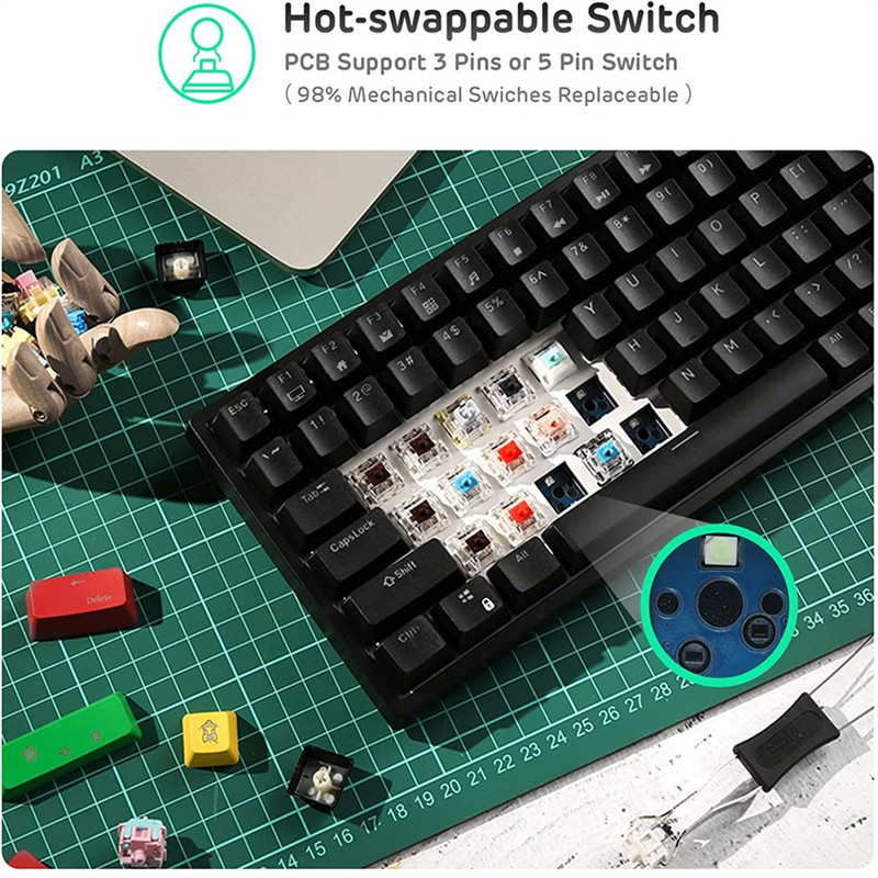 ROYAL Ksudge RK84 RGB 75% Tiga Mode BT5.0/2.4G/USB Tipkovnica Mekanis Dapat Ditukar Panas 84 Kunci Tipkovnica Gaming Bluetooth Nirkabel