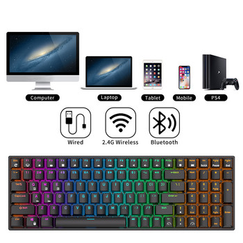 Royal Ksudge RK98 RGB клавиатура Mekanik Nirkabel Tri-mode 2.4G/Bluetooth/USB Berkabel 100 Tombol Laris Keyboard Gamer Направи си сам