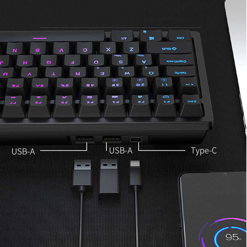 Royal Ksudge RK98 RGB tastatūra Mekanik Nirkabel trīs režīmu 2.4G/Bluetooth/USB Berkabel 100 Tombol Laris Keyboard Gamer DIY