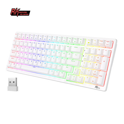 „Royal Ksudge RK98 RGB 2.4G Keyboard Gaming“ Mekanis Nirkabel Bluetooth 5.0 Pritaikytas prie 2 prievadų USB